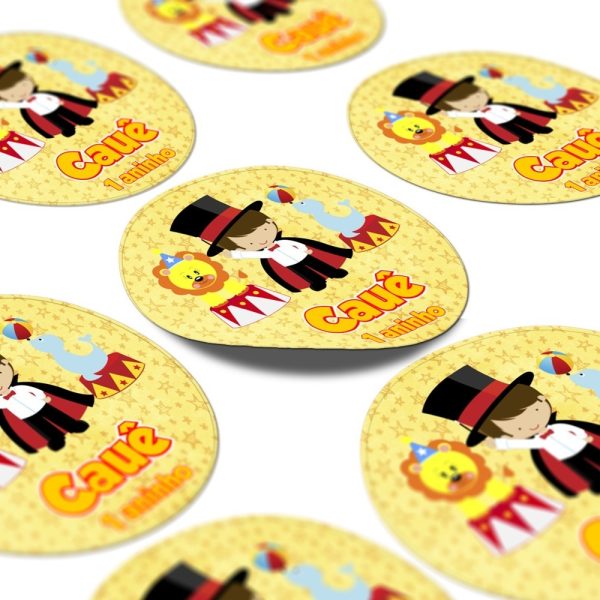 60 Adesivos Latinhas Personalizado Circo Lembrancinha 5x5 - Image 4