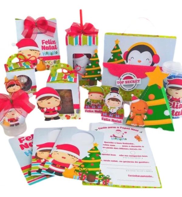 Kit 30 Cxs Personalizadas + Topo Bolo Festa Natal 36