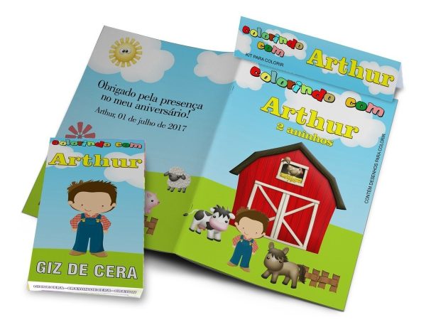 45 Kits Colorir Revistinhas E Giz De Cera Fazendinha