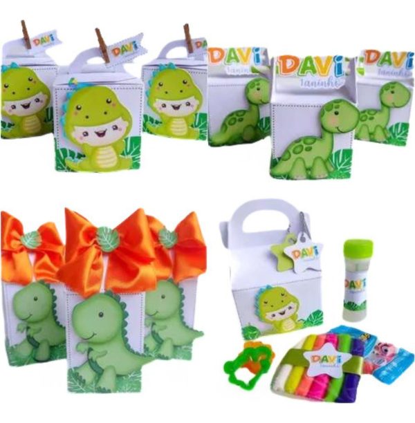 Kit 30 Caixas Personalizadas + Topo Bolo Festa Dinossauro 62