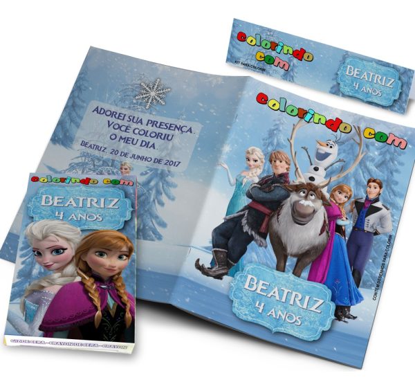 40 Kits Colorir Frozen Com Giz Personalizados Lembrancinha