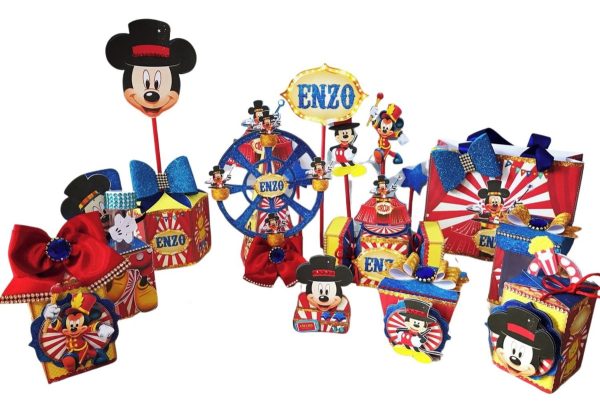 Kit Personalizados Festa Circo Mickey - 30 Cxs + Topo Bolo