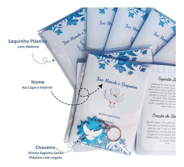 10 Livrinhos De Oração Lembrancinha Batizado Com Chaveiro - Image 3