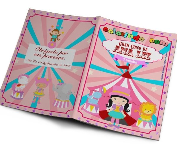 70 Kits Revistinhas Colorir Personalizada E Giz Circo Tam G - Image 5