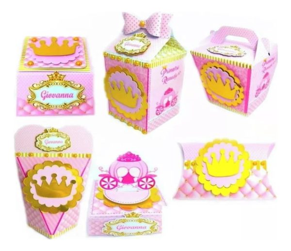 Kit 30 Cxs Personalizadas + Topo Bolo Festa Realeza Rosa 2 - Image 2