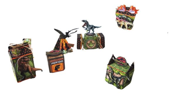 Kit Personalizados Festa Dino Jurassic - 20 Cxs + Topo Bolo