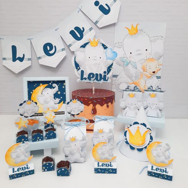 Kit 30 Caixas Personalizadas + Topo Bolo Festa Elefantinho 2 - Image 2
