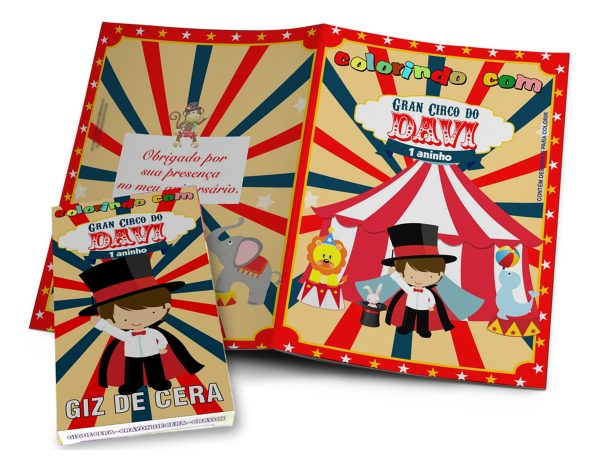 45 Kits Colorir Revistinha Personalizada + Giz Circo Tam G - Image 3