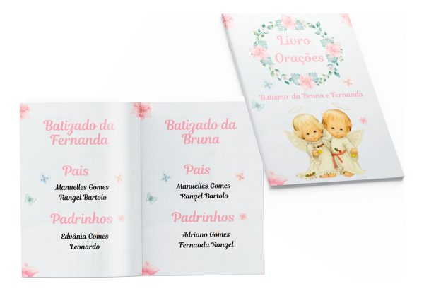 40 Livrinhos De Oração Lembrancinha Batizado Gêmeas - Image 2
