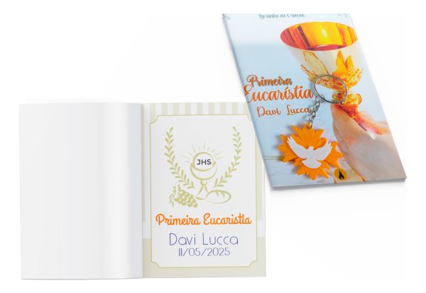 10 Lembrancinhas Primeira Eucaristia Livrinho Com Chaveiro 2 - Image 3