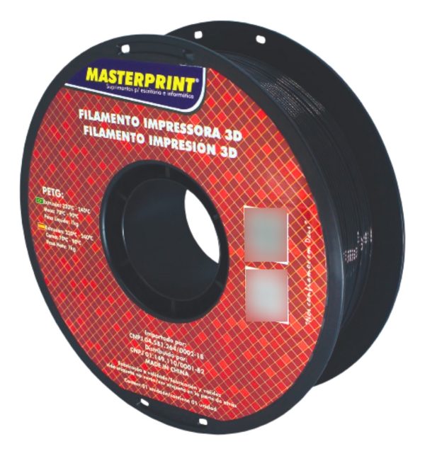 Filamento De Impressora 3d Petg 1,75mm 1kg Preto Masterprint