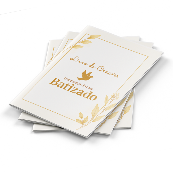 10 LIvrinhos Orações P/ Lembrancinha Batizado Dourado